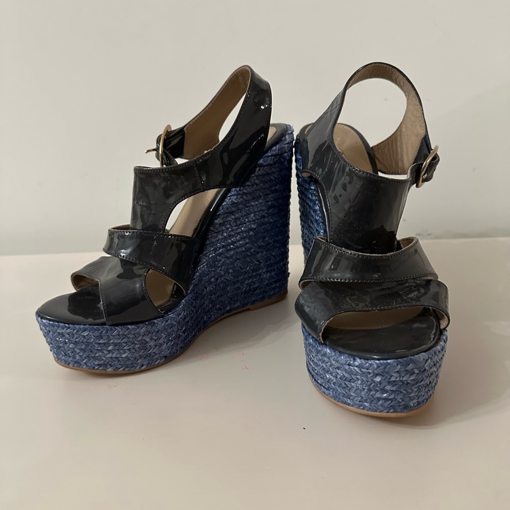 PARE GABIA amethyst France Blue Wedge Sandals